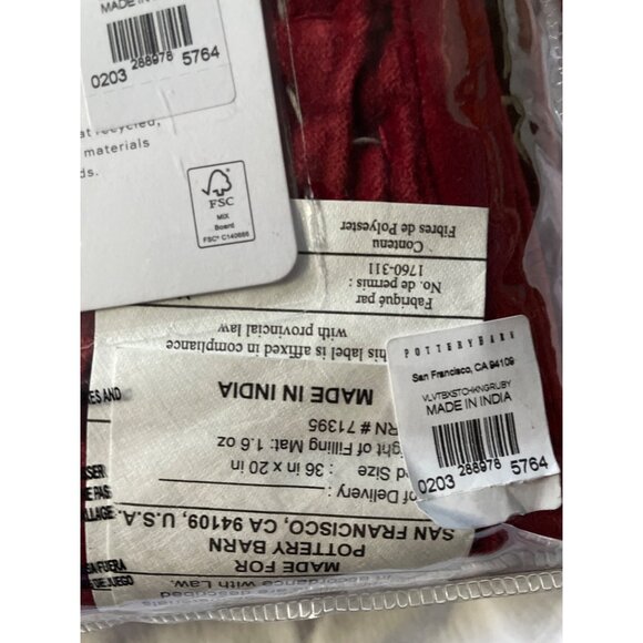 Pottery Barn King Velvet Box Stitch Sham Pillow Christmas Red Holiday - Picture 5 of 14